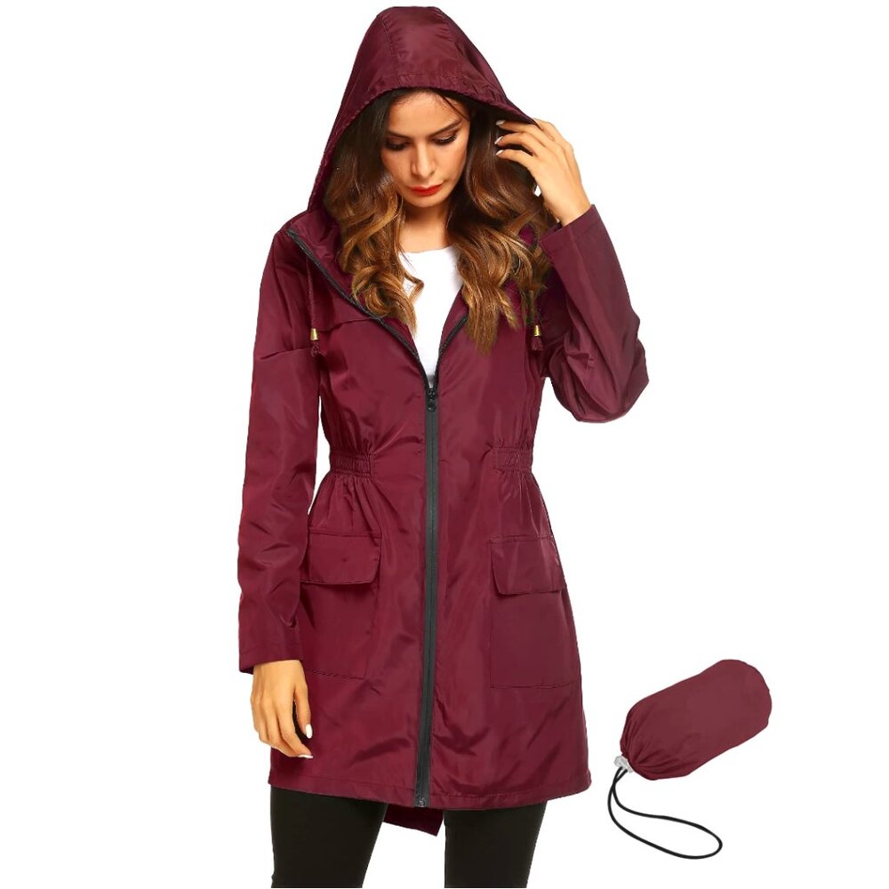 Waterproof Lightweight Rain Jacket Hooded Active Outdoor Windproof Packable